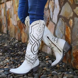 Monique | Studded Knee-High Cowboy Boots with a Pointed Toe