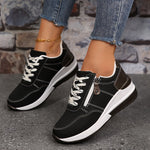 Emerie | Wedge Sneakers with Laces and a Side Zip