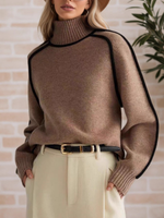 Black Trim Turtleneck Jumper