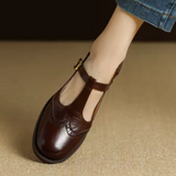 Thin-Strap Flat Leather Mary Janes