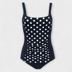 Retro Padded Swimsuit in Azure, Ruched Side
