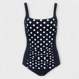 Retro Padded Swimsuit in Azure, Ruched Side