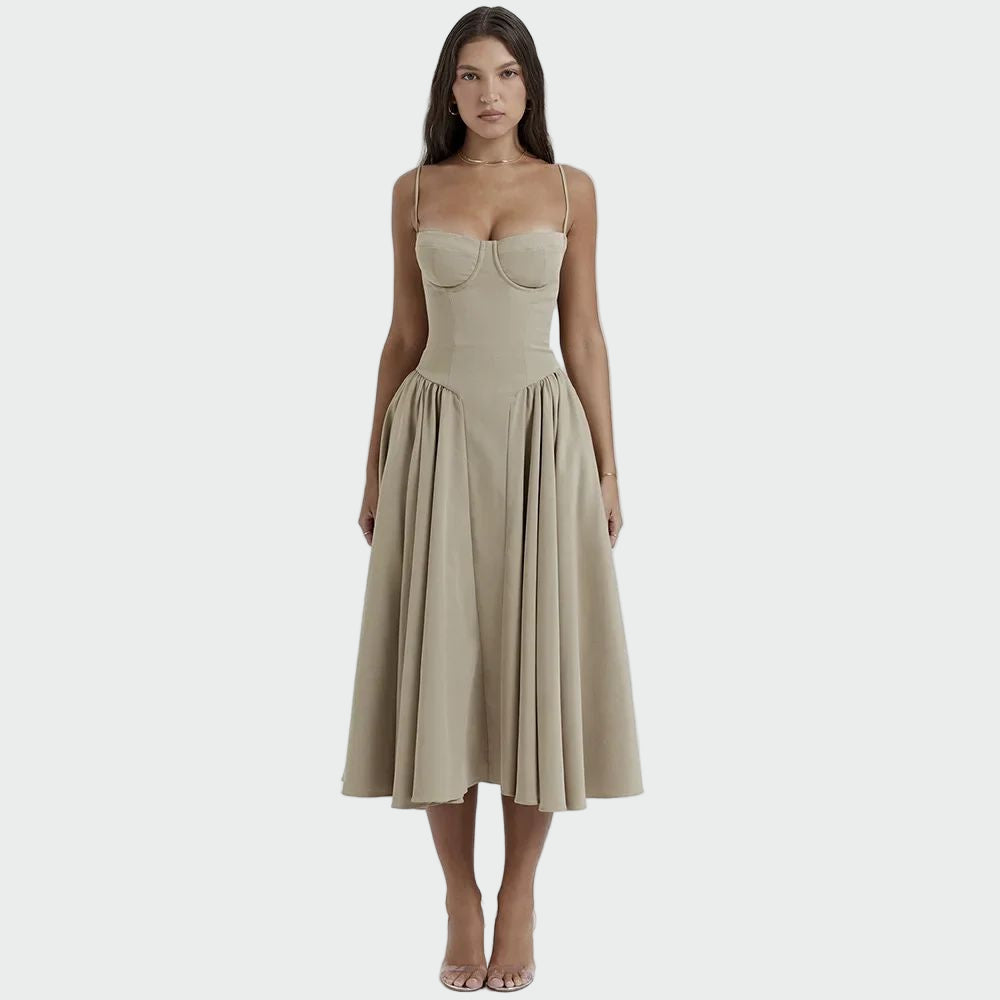 Jazmin | Elegant Dress for Women Beige, photo studio
