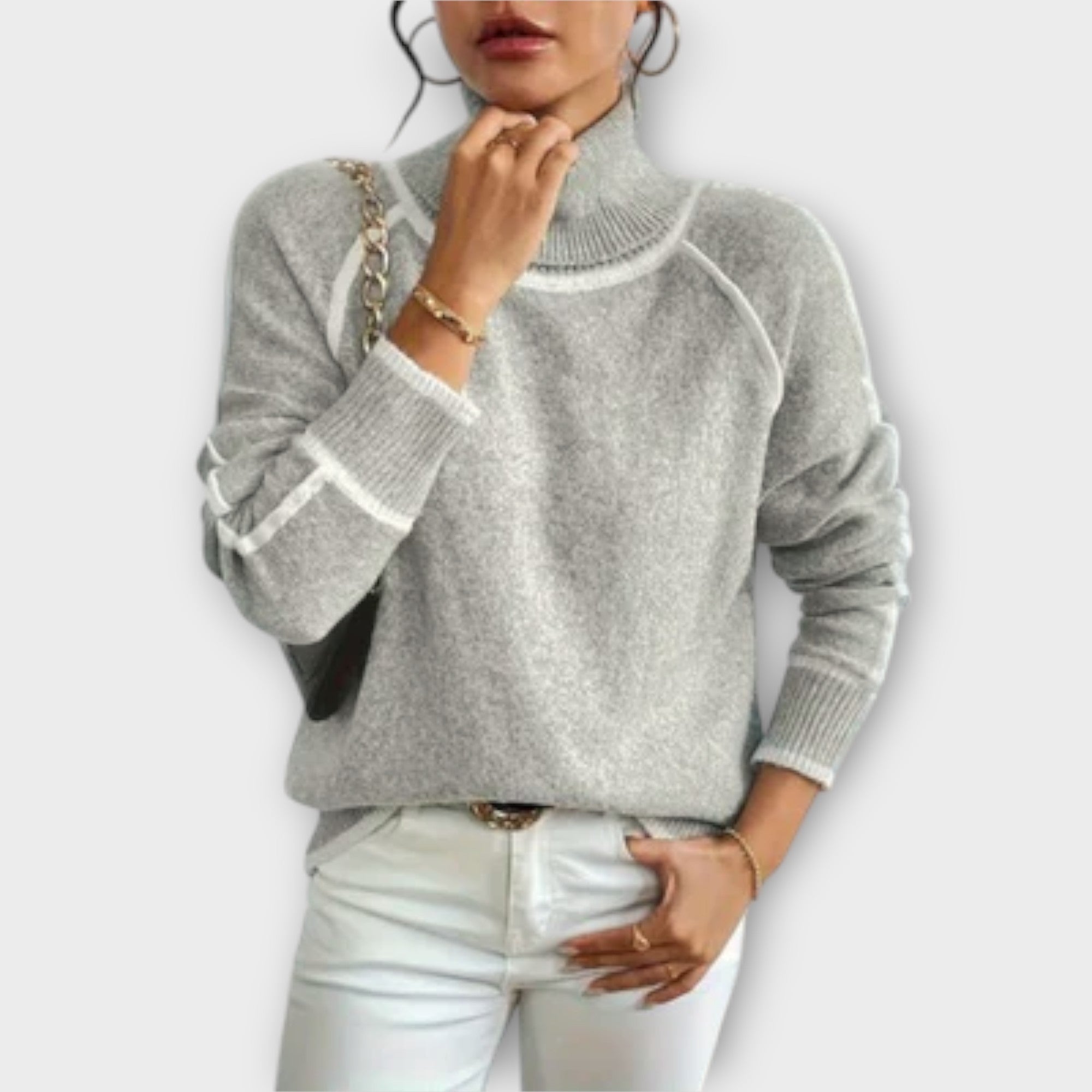 Trimmed High-Neck Jumper