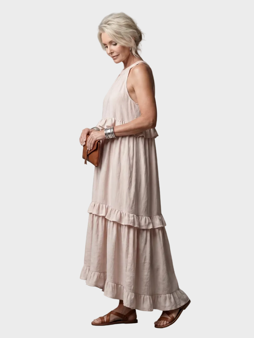 Kathleen | Open-Back Maxi Dress with Ruffles