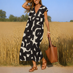 Araminta | Flowy Printed V-Neck Dress