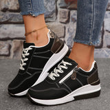 Emerie | Wedge Sneakers with Laces and a Side Zip