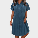 Buttoned Denim Summer Shirt Dress