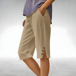 Laurel | Knee-Length Shorts with Buttoned Side Slits