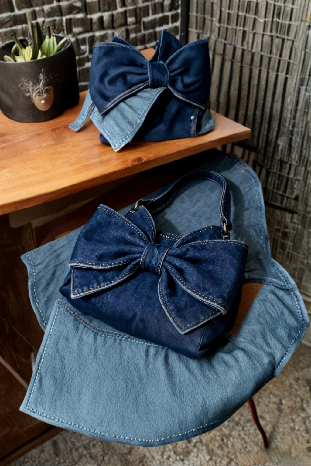 Retro Denim Bow Bag
