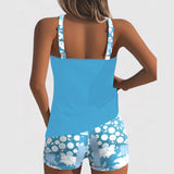 Comfortable Swimsuit in Cobalt with Floral Shorts