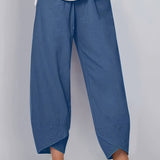 Kaeli | Wide Cropped Trousers with a Petal Hem