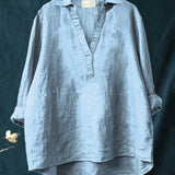 Elegant Summer Blouse in Black Linen