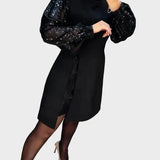 Alyssa | Elegant Dress with Shimmering Puff Sleeves