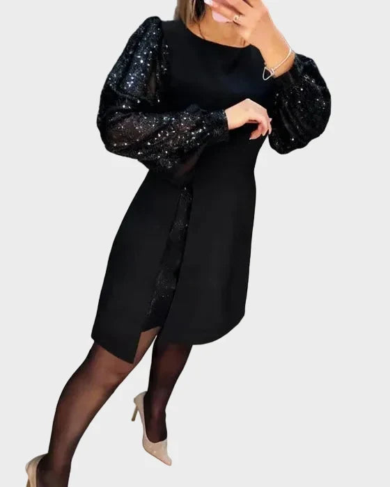 Alyssa | Elegant Dress with Shimmering Puff Sleeves