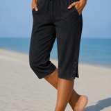 Eileen | Capri Pants with Button Detail at the Hem