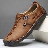 June | Stitched Slip-On Shoes with a Side Zip