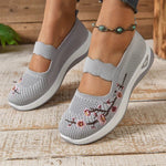 Leona | Orthopaedic Embroidered Knit Slip-Ons with an Instep Strap