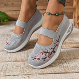Leona | Orthopaedic Embroidered Knit Slip-Ons with an Instep Strap