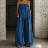 Wide-Leg Denim Jumpsuit