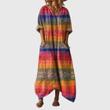 Stella | Flowy Maxi Dress in Rainbow Stripe