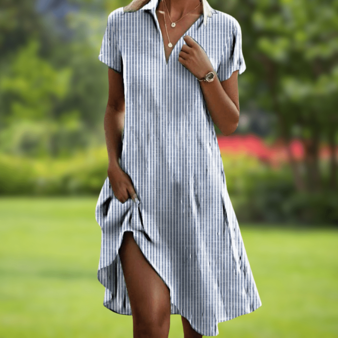 Adele | Women's Elegant V-Neck Summer Dress White, photo studio
