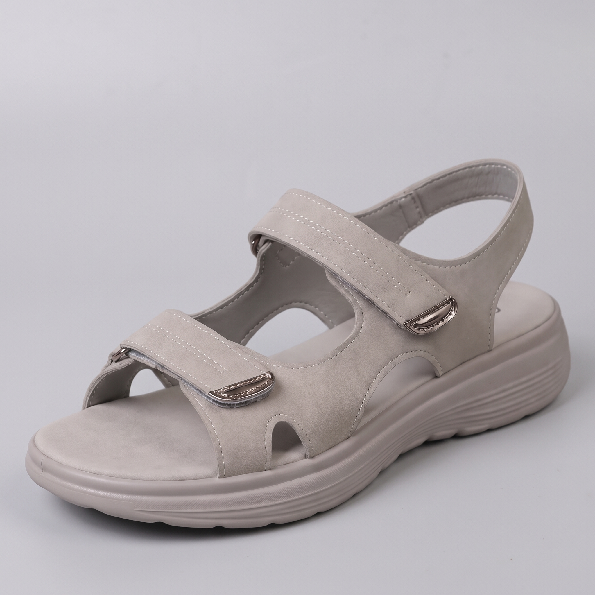 Lydia | Comfort Sandals with Woven Straps Grey, photo studio