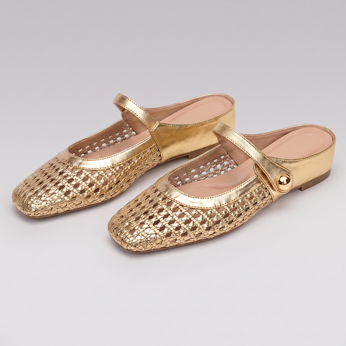 Kirkstone | Woven Mules with a Button Strap