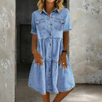 Relaxed Light Blue Denim Midi Dress
