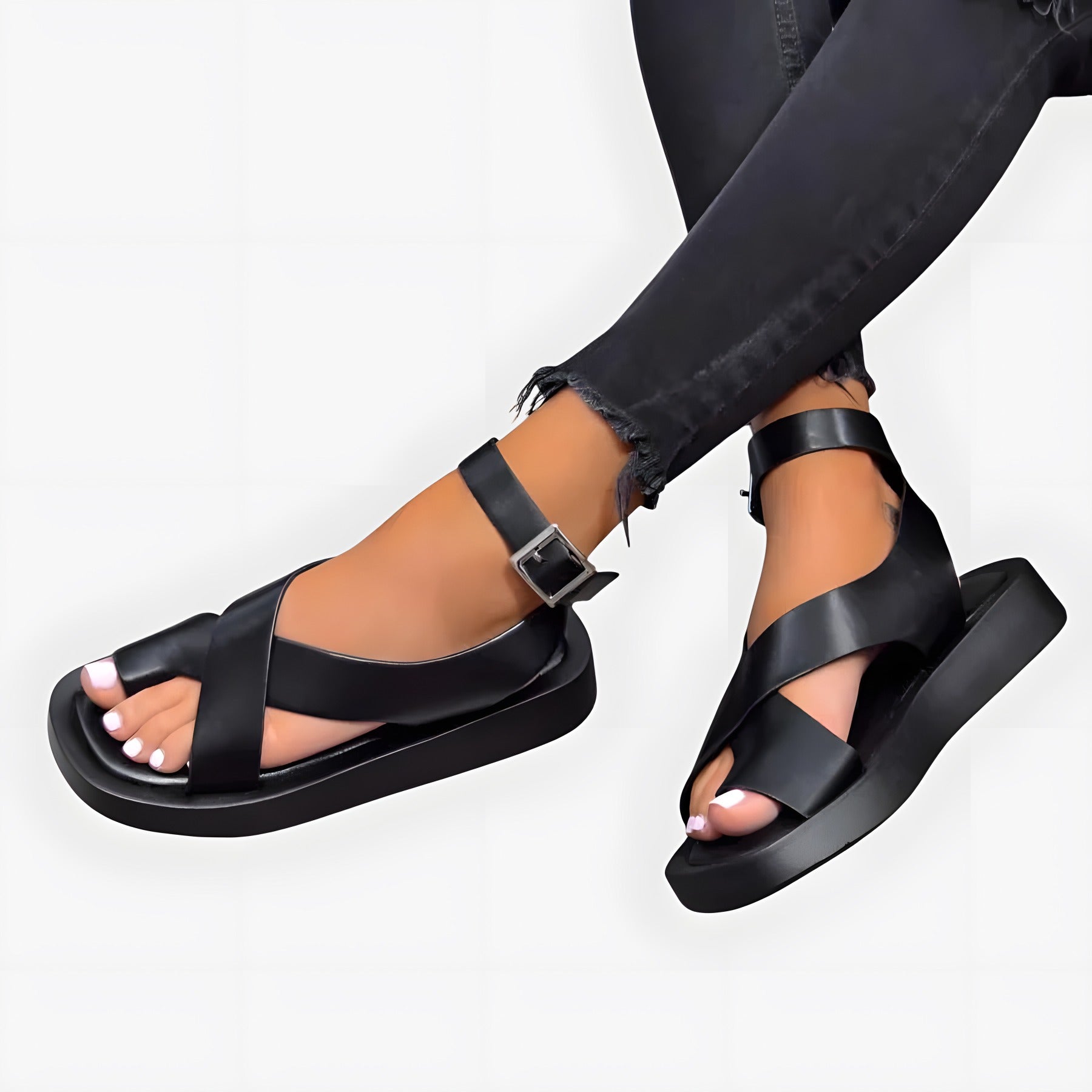 Imelda | Women's Chunky Platform Sandals Black, photo studio