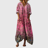 Jane | Colourful Print Maxi Dress in Orchid Botanical