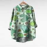 Elegant Summer Blouse in Teal Garden Bloom