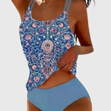 Swimsuit Set in Gold Mandala with Aqua Brief
