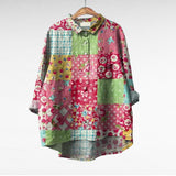 Elegant Summer Blouse in Teal Garden Bloom