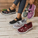 Leona | Orthopaedic Embroidered Knit Slip-Ons with an Instep Strap
