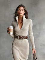 Julia | Fitted Knit Midi Dress