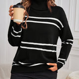 Camel Striped Turtleneck Jumper