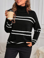Camel Striped Turtleneck Jumper