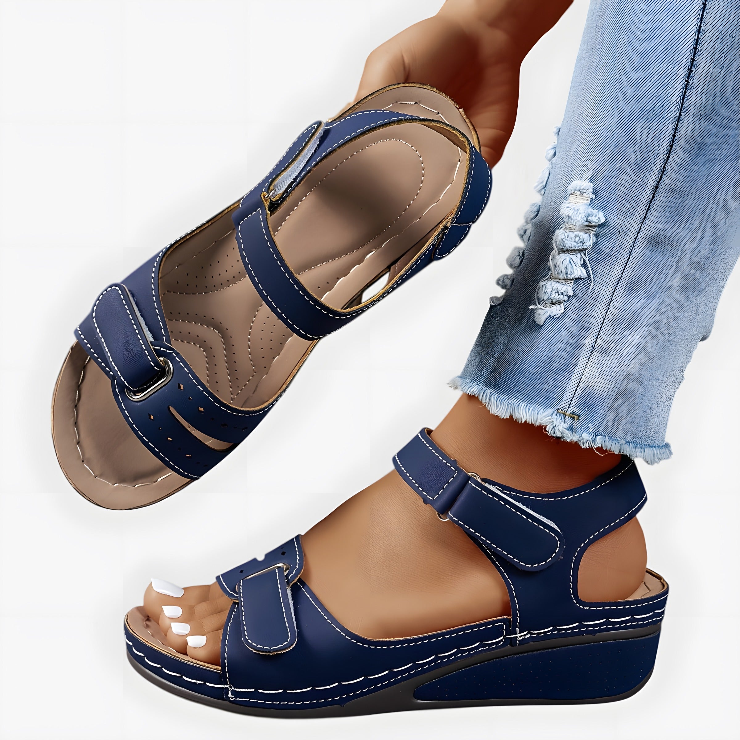 Hannah | Women's Supportive Orthopaedic Sandals Blue, photo studio