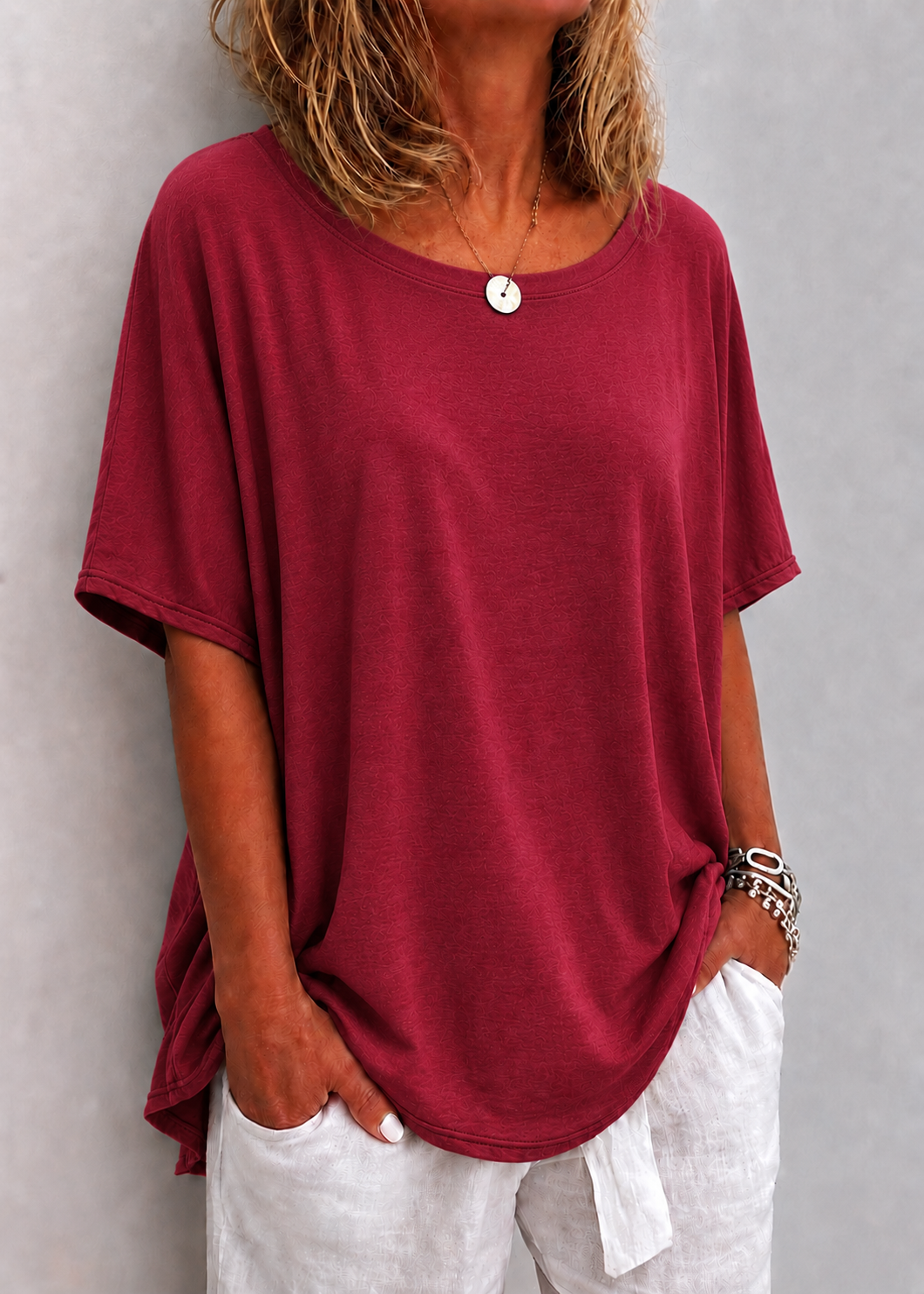 Verena | Casual Comfy Top Dark Pink, studio photo