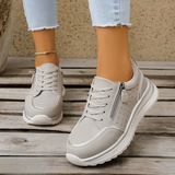 Bella | Walking Sneakers with Laces and a Side Zip