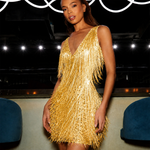 Millicent | Fringed V-Neck Cocktail Dress