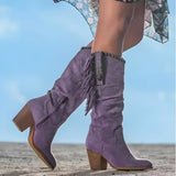 Yasmin | Orthopaedic Fringed Western Boots with a Block Heel