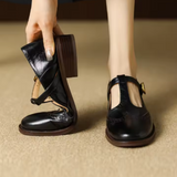 Thin-Strap Flat Leather Mary Janes