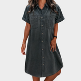 Buttoned Denim Summer Shirt Dress