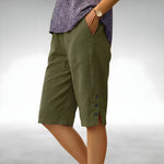 Laurel | Knee-Length Shorts with Buttoned Side Slits