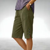 Laurel | Knee-Length Shorts with Buttoned Side Slits