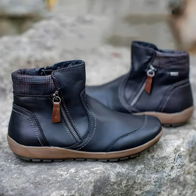 Moira Premium Zipper Orthopedic Waterproof Boots Black, photo studio