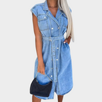 Sleeveless Belted Denim Dress
