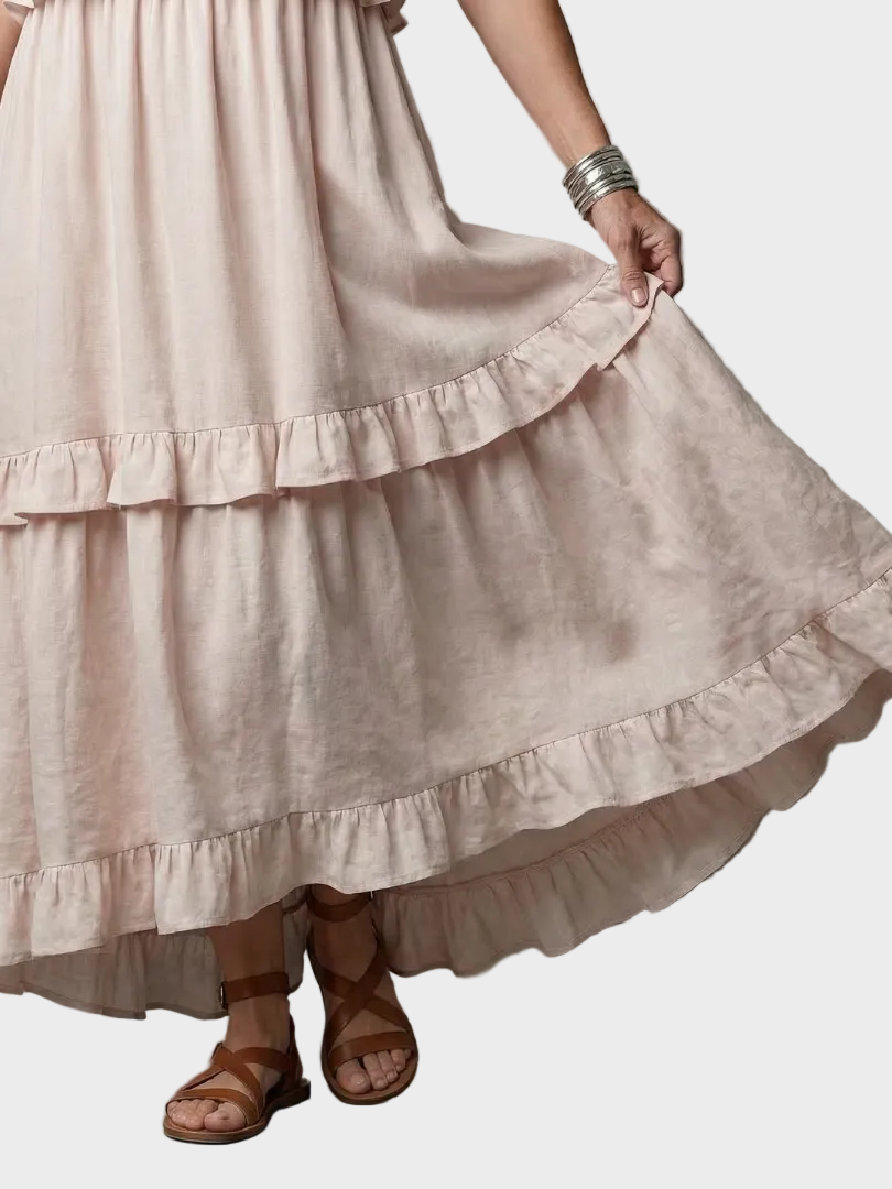 Kathleen | Open-Back Maxi Dress with Ruffles